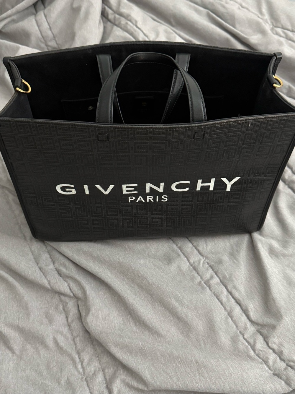 Givenchy Black Logo Tote with Gold Accents